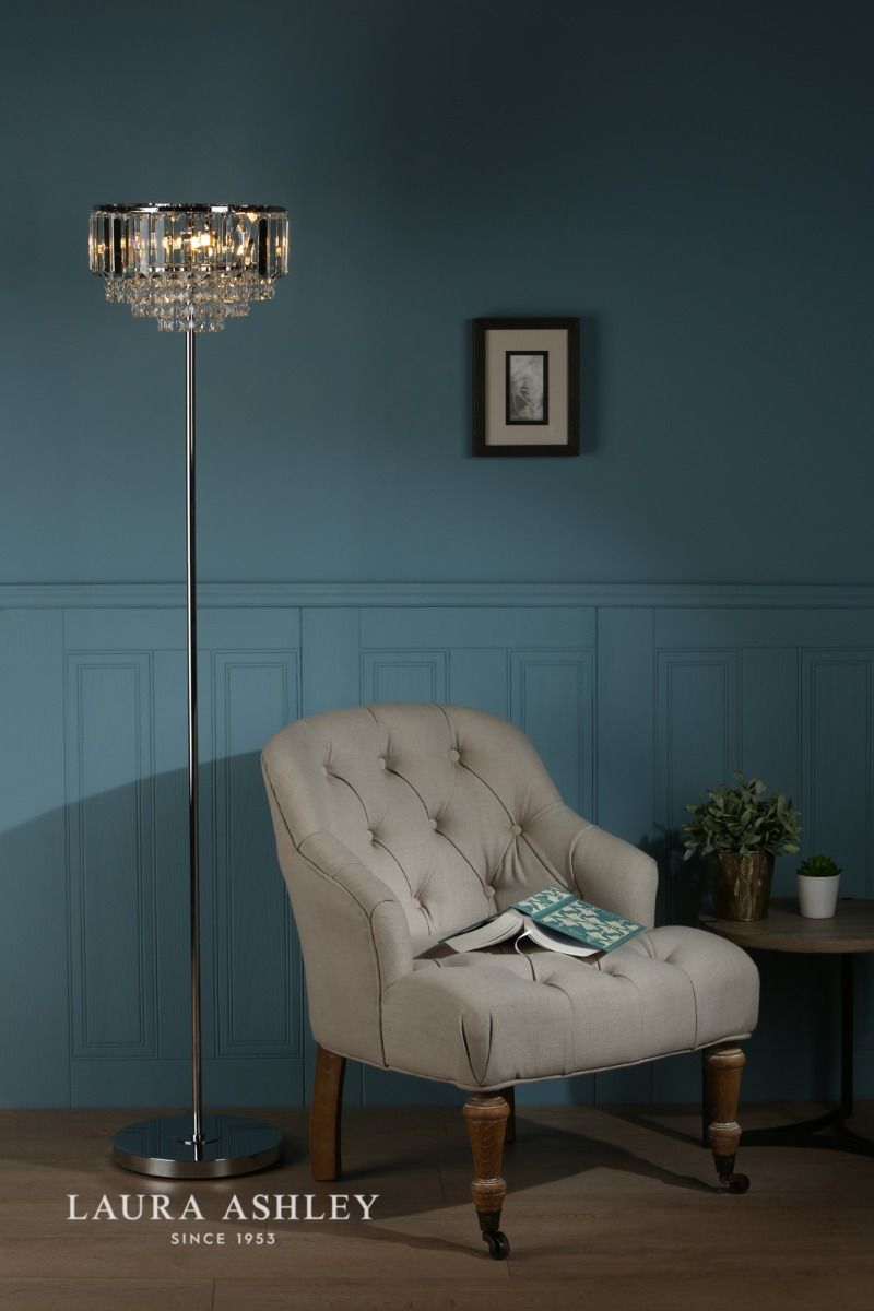Laura Ashley Vienna 3lt Floor Lamp Crystal & Polished Chrome