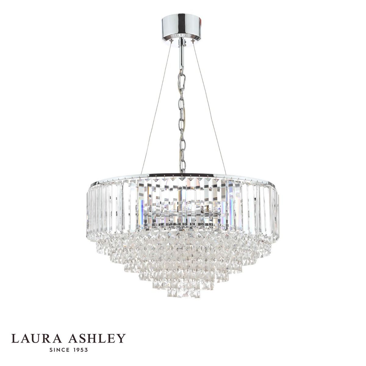 Laura Ashley Vienna 9lt Chandelier Crystal & Polished Chrome