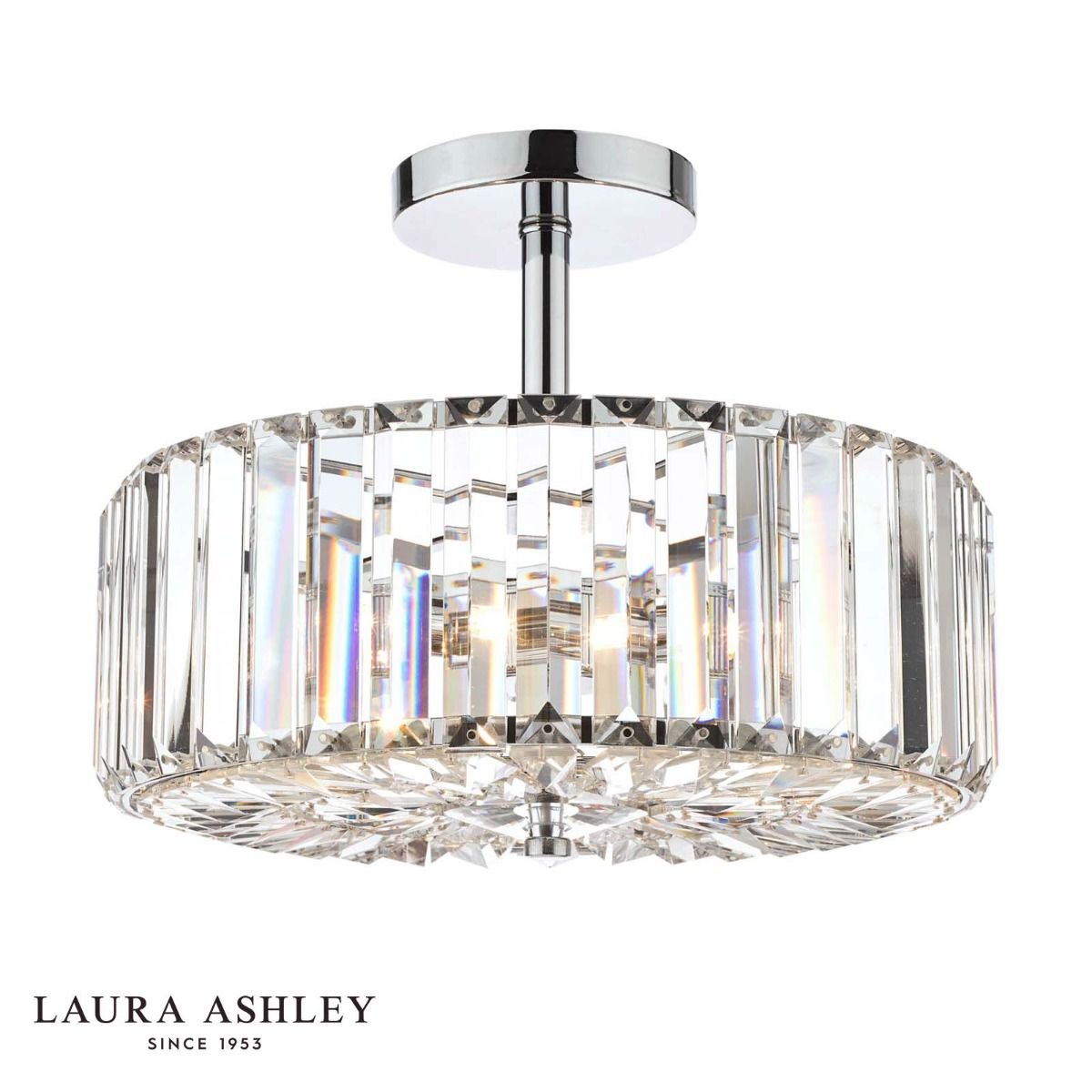 Laura Ashley Fernhurst 3 Light Semi-Flush Crystal and Polished Chrome