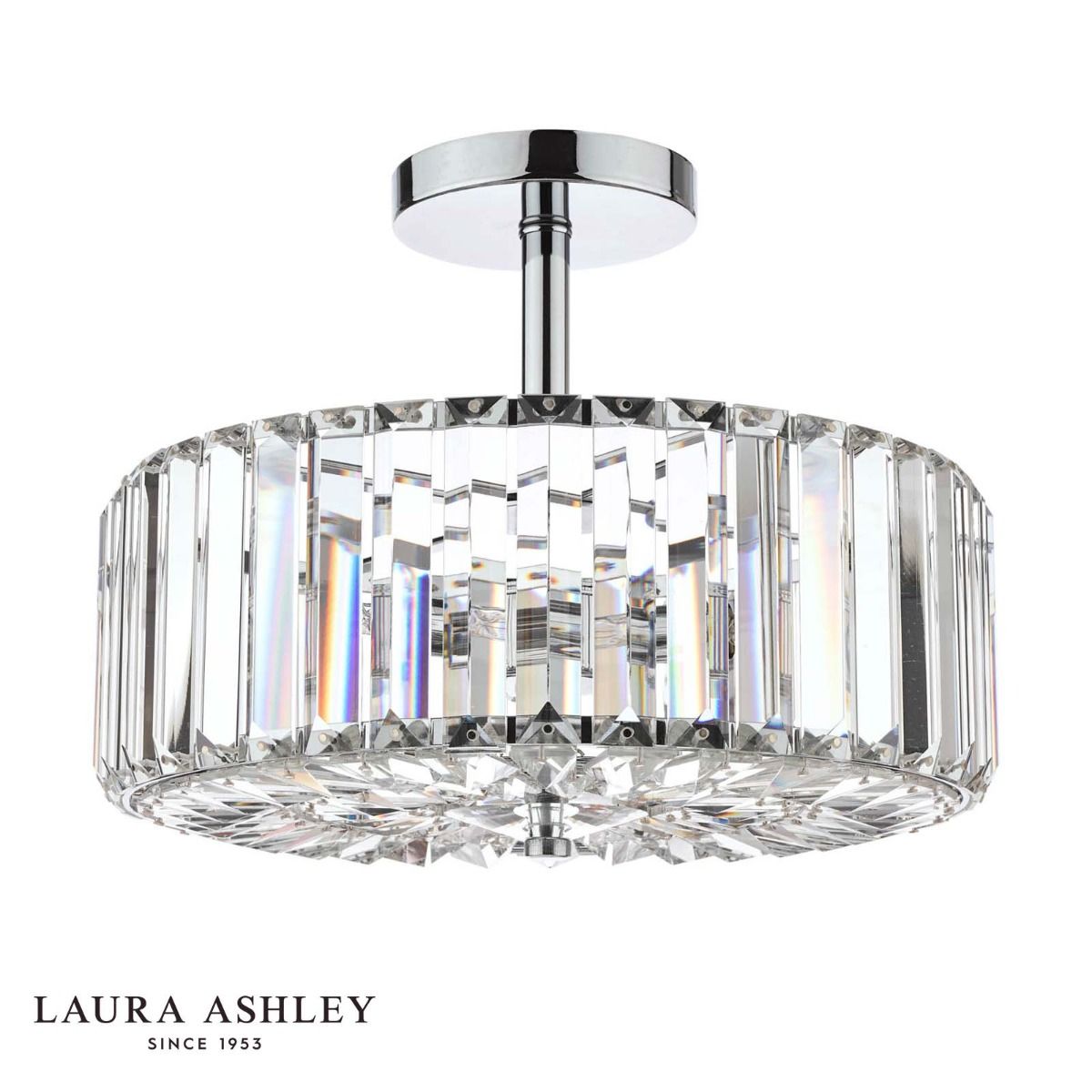 Laura Ashley Fernhurst 3 Light Semi-Flush Crystal and Polished Chrome