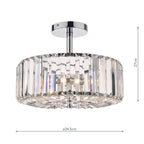 Laura Ashley Fernhurst 3 Light Semi-Flush Crystal and Polished Chrome
