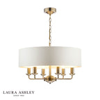 Laura Ashley Sorrento 6 Light Pendant Antique Brass With Ivory Shade