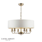 Laura Ashley Sorrento 6 Light Pendant Antique Brass With Ivory Shade