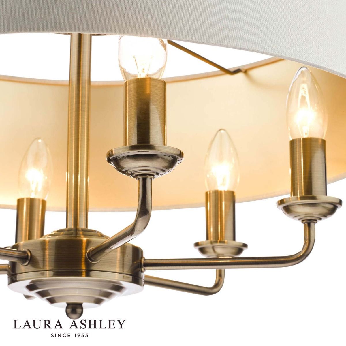 Laura Ashley Sorrento 6 Light Pendant Antique Brass With Ivory Shade