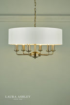 Laura Ashley Sorrento 6 Light Pendant Antique Brass With Ivory Shade