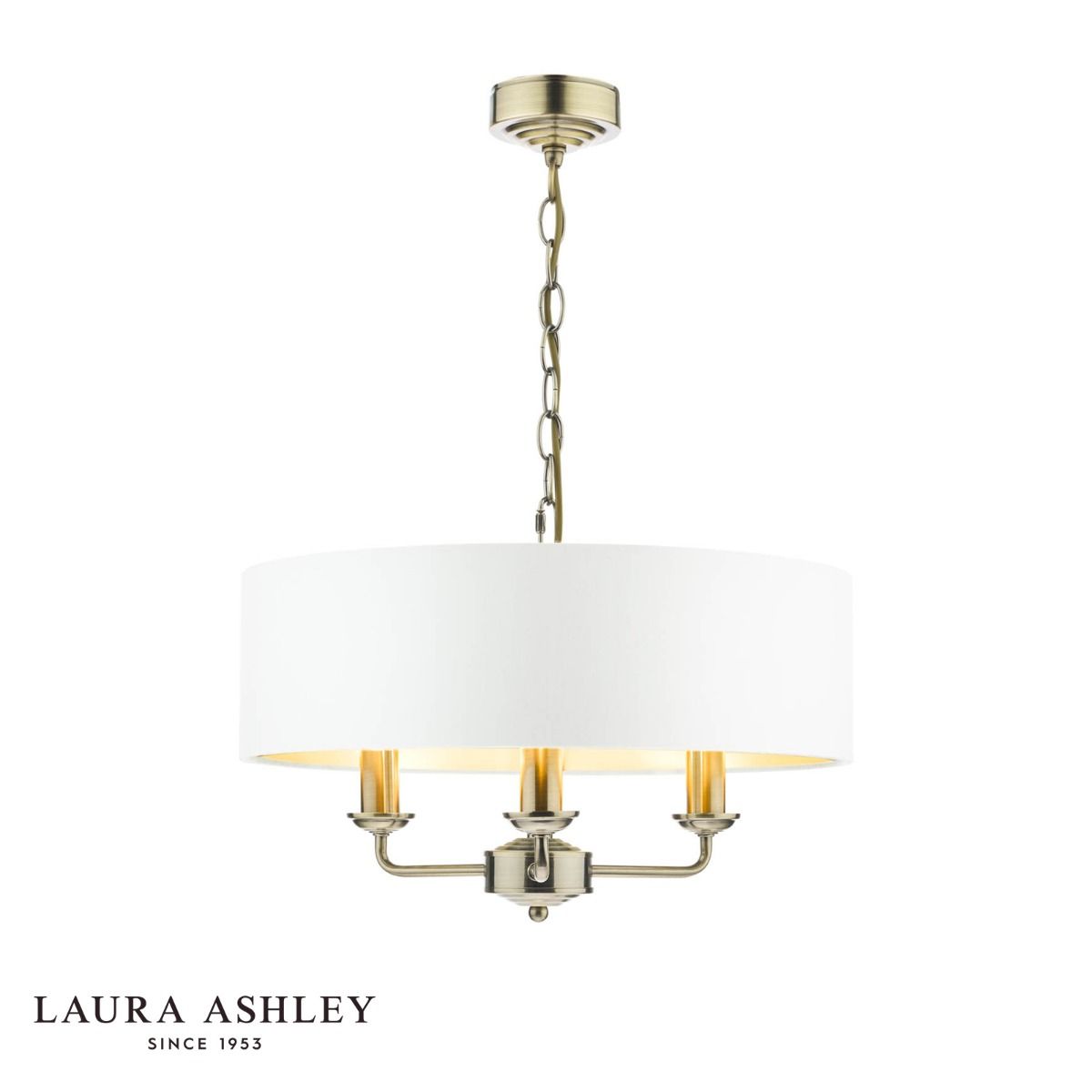 Laura Ashley Sorrento 3 Light Pendant Antique Brass With Ivory Shade