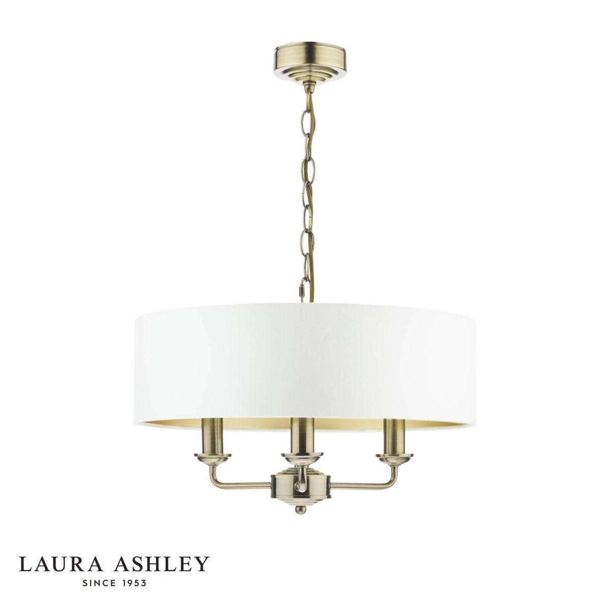Laura Ashley Sorrento 3 Light Pendant Antique Brass With Ivory Shade