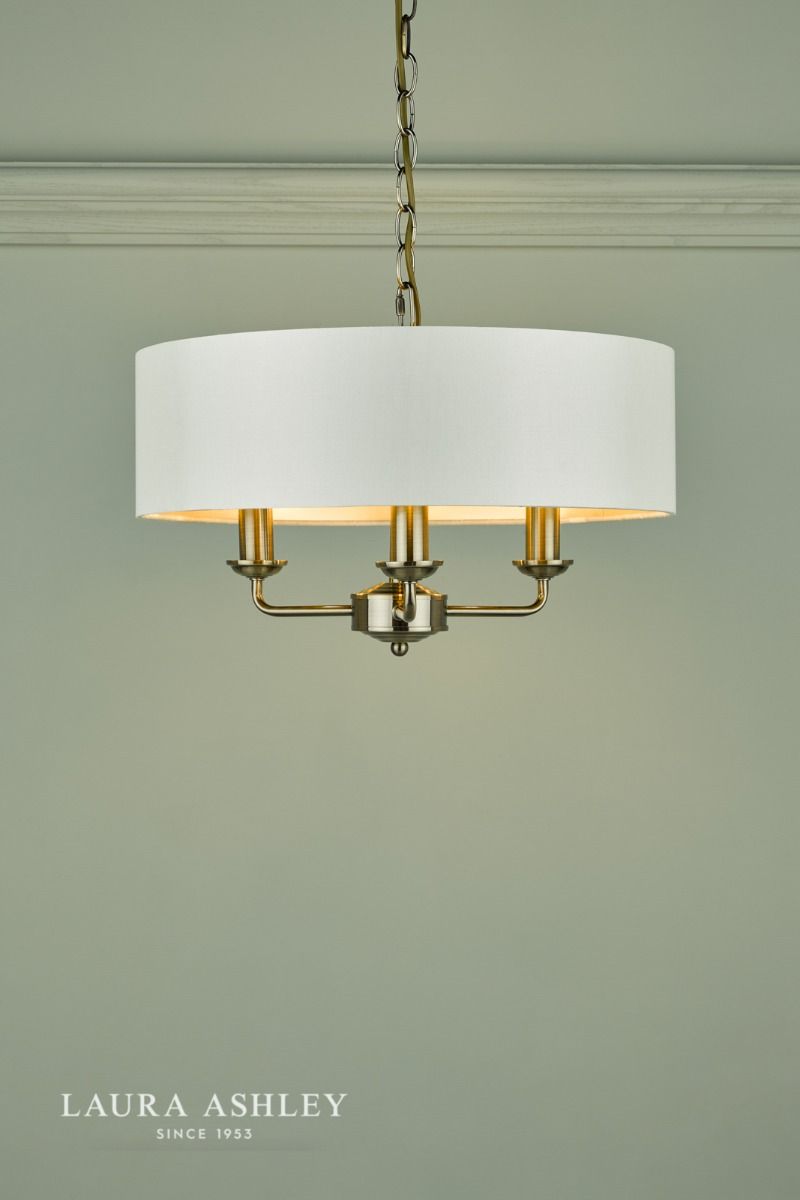Laura Ashley Sorrento 3 Light Pendant Antique Brass With Ivory Shade