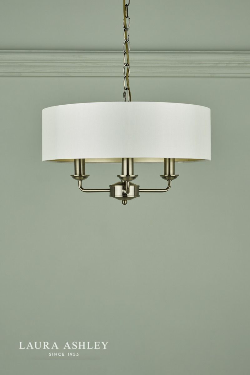 Laura Ashley Sorrento 3 Light Pendant Antique Brass With Ivory Shade