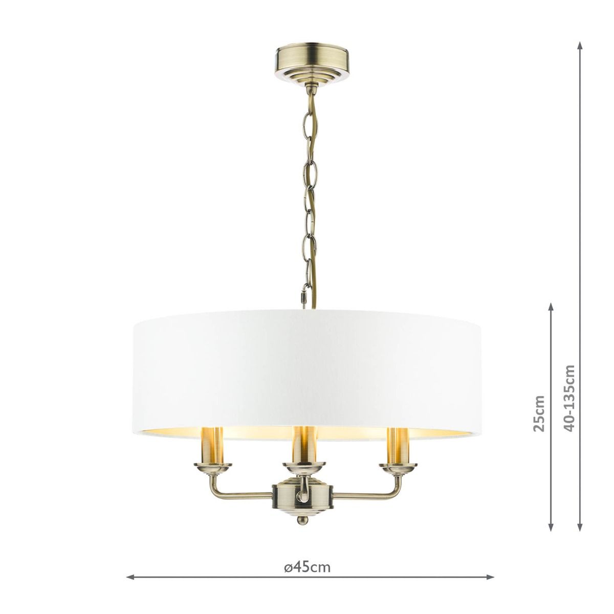 Laura Ashley Sorrento 3 Light Pendant Antique Brass With Ivory Shade