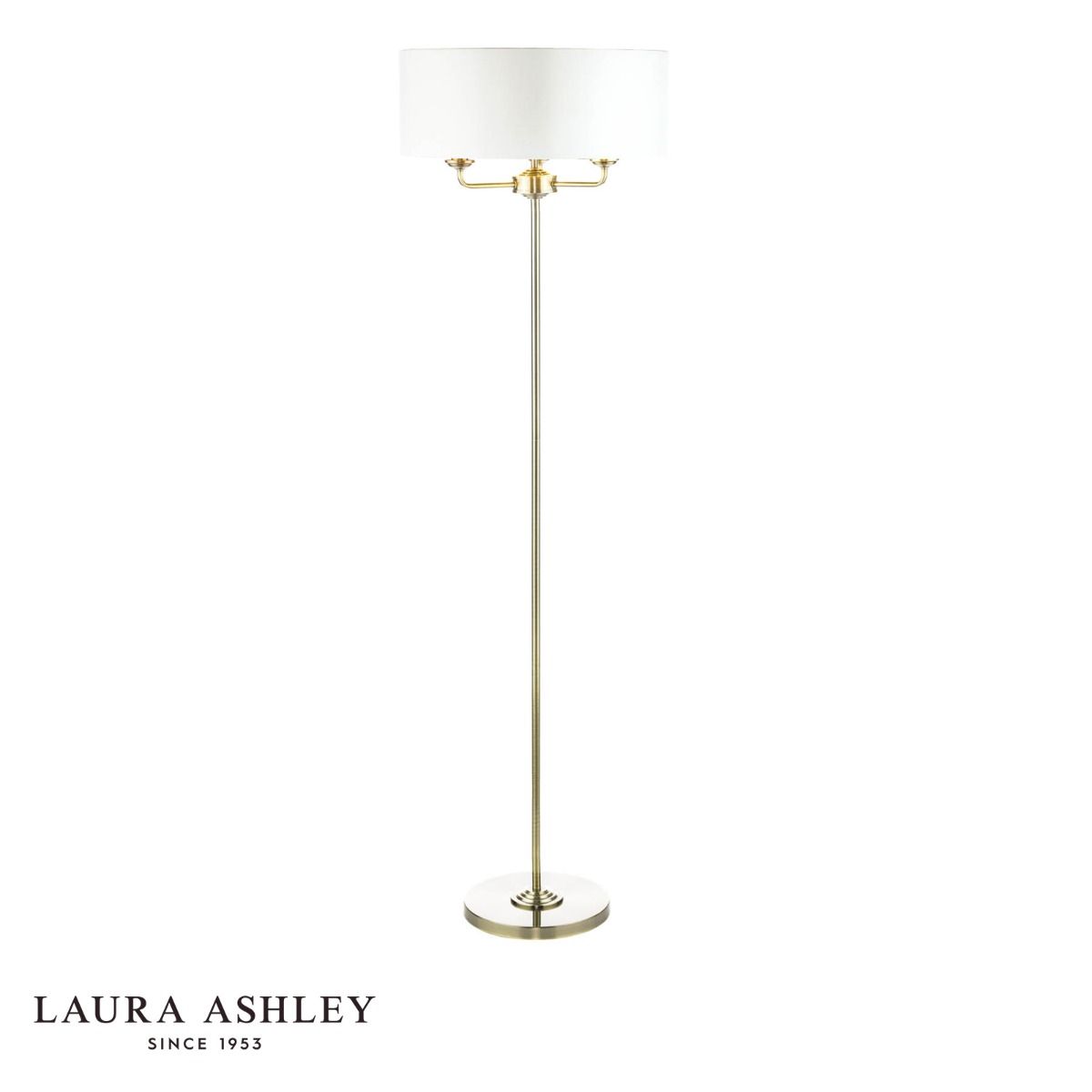 Laura Ashley Sorrento 3 Light Floor Lamp Antique Brass With Ivory Shade