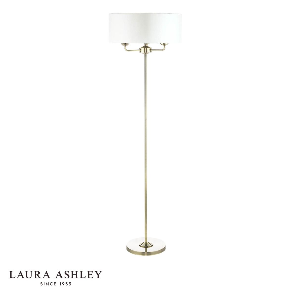 Laura Ashley Sorrento 3 Light Floor Lamp Antique Brass With Ivory Shade