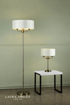 Laura Ashley Sorrento 3 Light Floor Lamp Antique Brass With Ivory Shade
