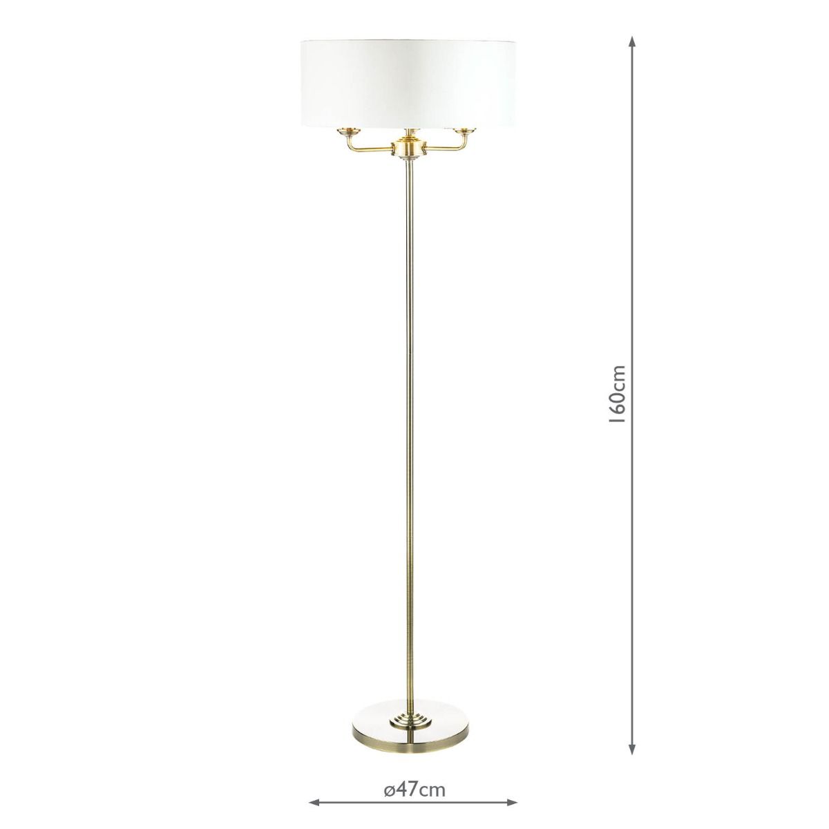 Laura Ashley Sorrento 3 Light Floor Lamp Antique Brass With Ivory Shade