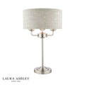 Laura Ashley Sorrento 3 Light Table Lamp Satin Nickel With Natural Shade