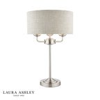 Laura Ashley Sorrento 3 Light Table Lamp Satin Nickel With Natural Shade