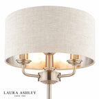 Laura Ashley Sorrento 3 Light Table Lamp Satin Nickel With Natural Shade