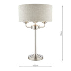 Laura Ashley Sorrento 3 Light Table Lamp Satin Nickel With Natural Shade