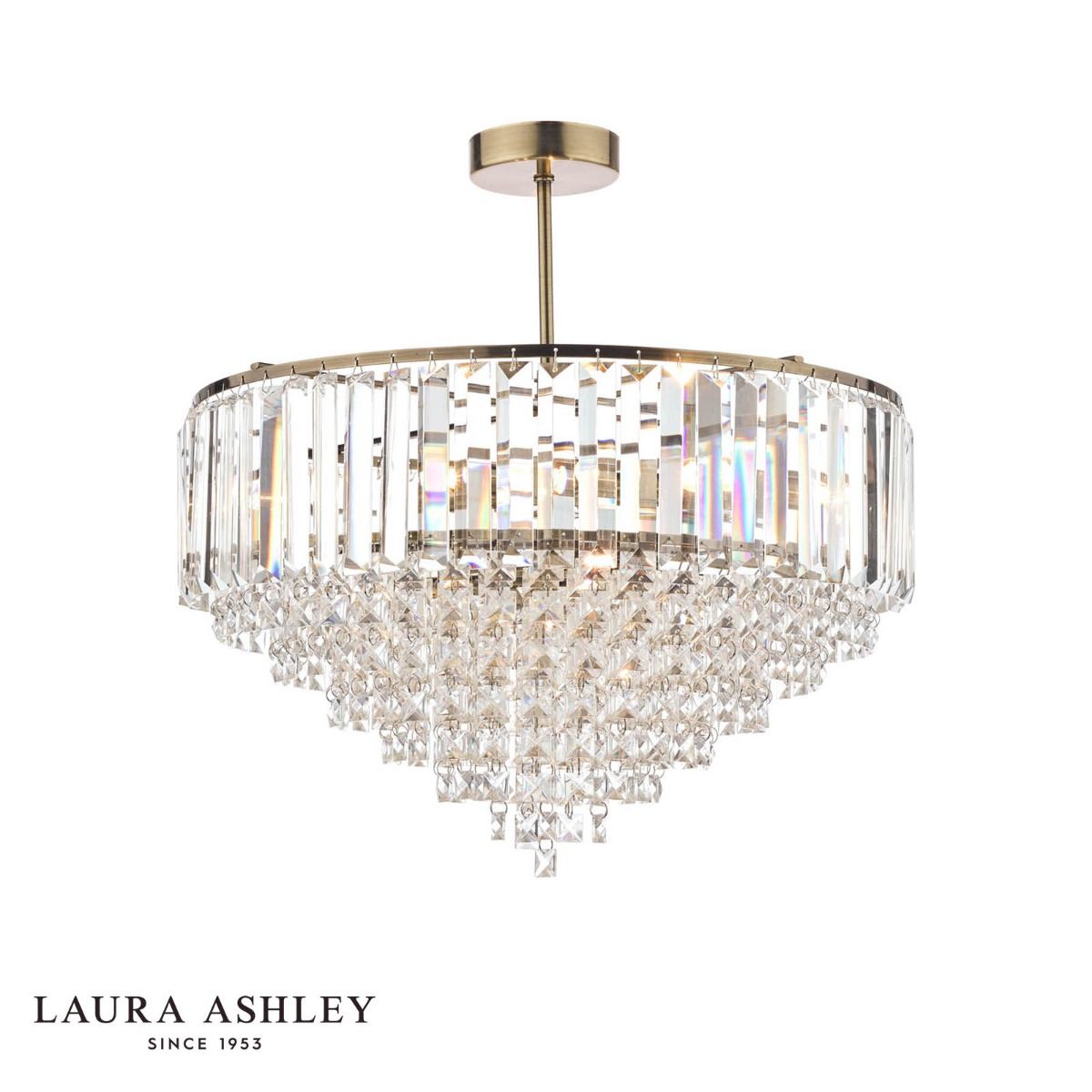 Laura Ashley Vienna 5lt Semi Flush Crystal & Antique Brass