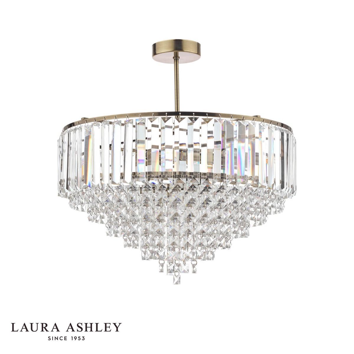 Laura Ashley Vienna 5lt Semi Flush Crystal & Antique Brass