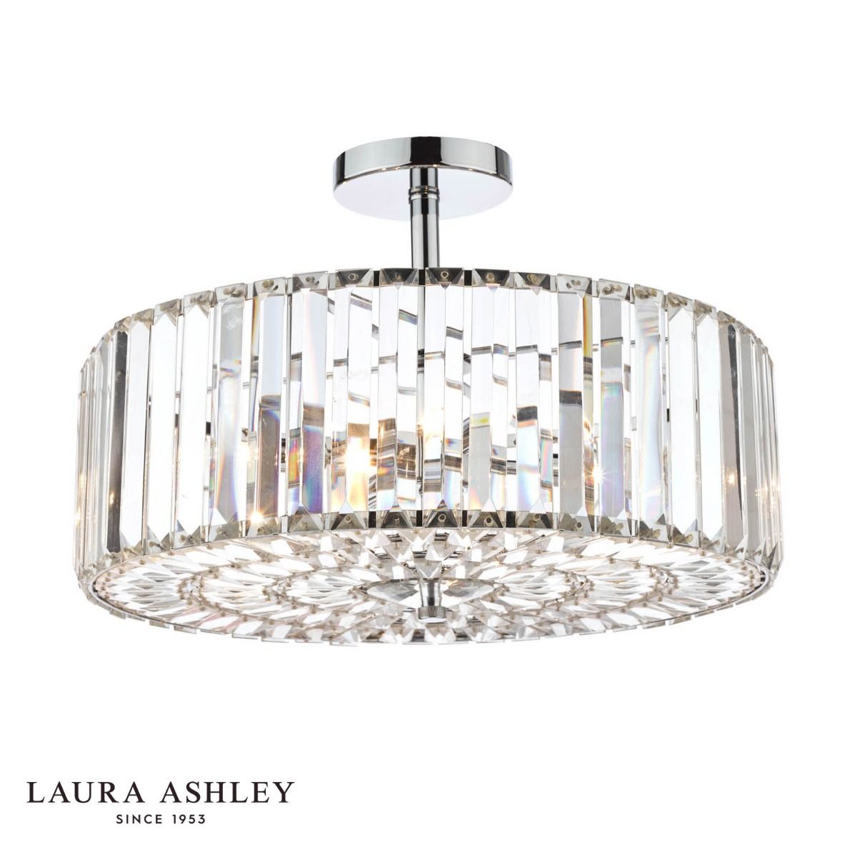 Laura Ashley Fernhurst 4 Light Semi-Flush Crystal and Polished Chrome