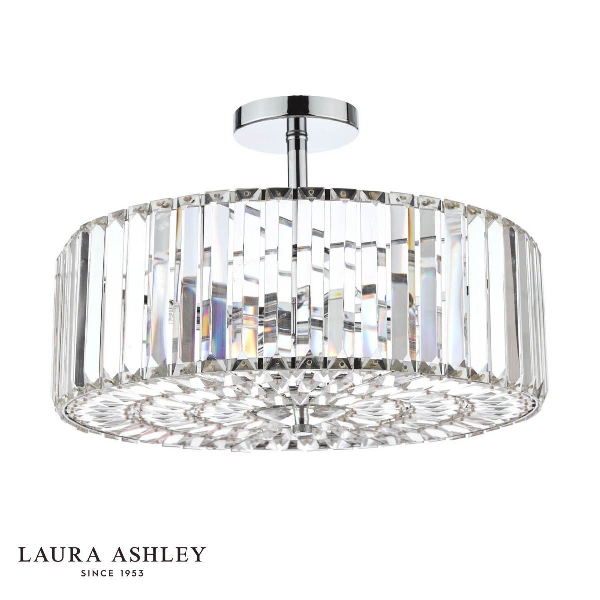 Laura Ashley Fernhurst 4 Light Semi-Flush Crystal and Polished Chrome