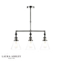 Laura Ashley Isaac 3lt Bar Pendant Satin Nickel Glass