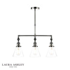 Laura Ashley Isaac 3lt Bar Pendant Satin Nickel Glass