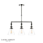 Laura Ashley Isaac 3lt Bar Pendant Satin Nickel Glass
