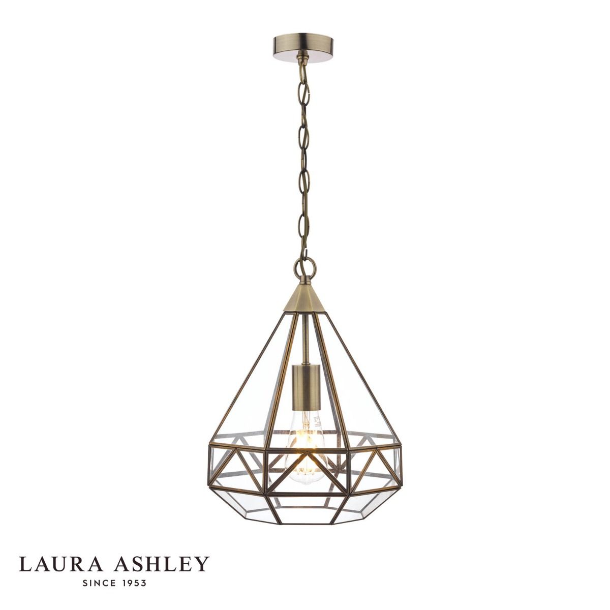 Laura Ashley Zaria Pendant Antique Brass Glass