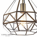 Laura Ashley Zaria Pendant Antique Brass Glass