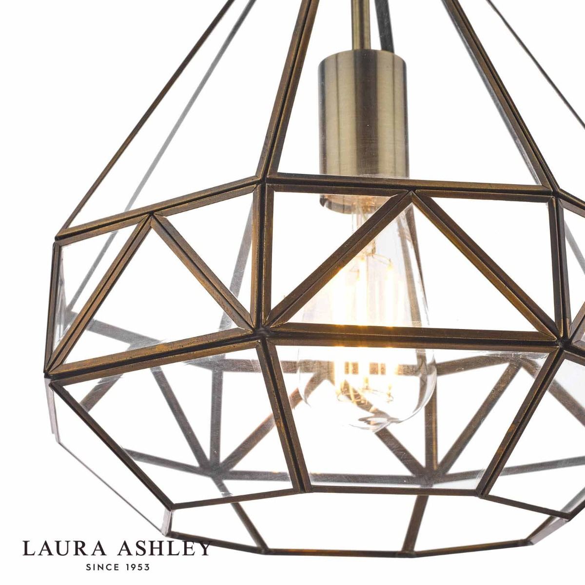 Laura Ashley Zaria Pendant Antique Brass Glass