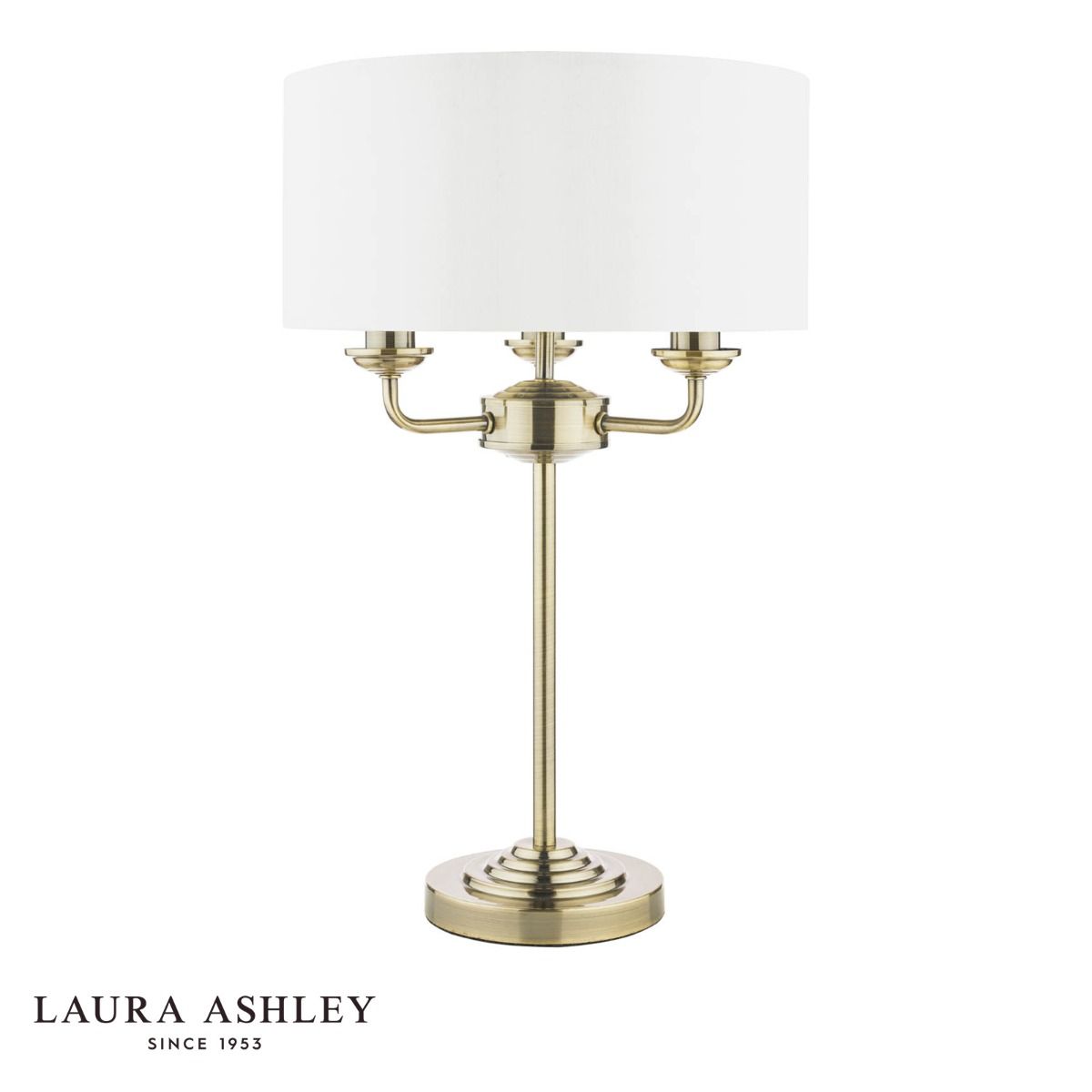 Laura Ashley Sorrento 3 Light Table Lamp Antique Brass With Ivory Shade
