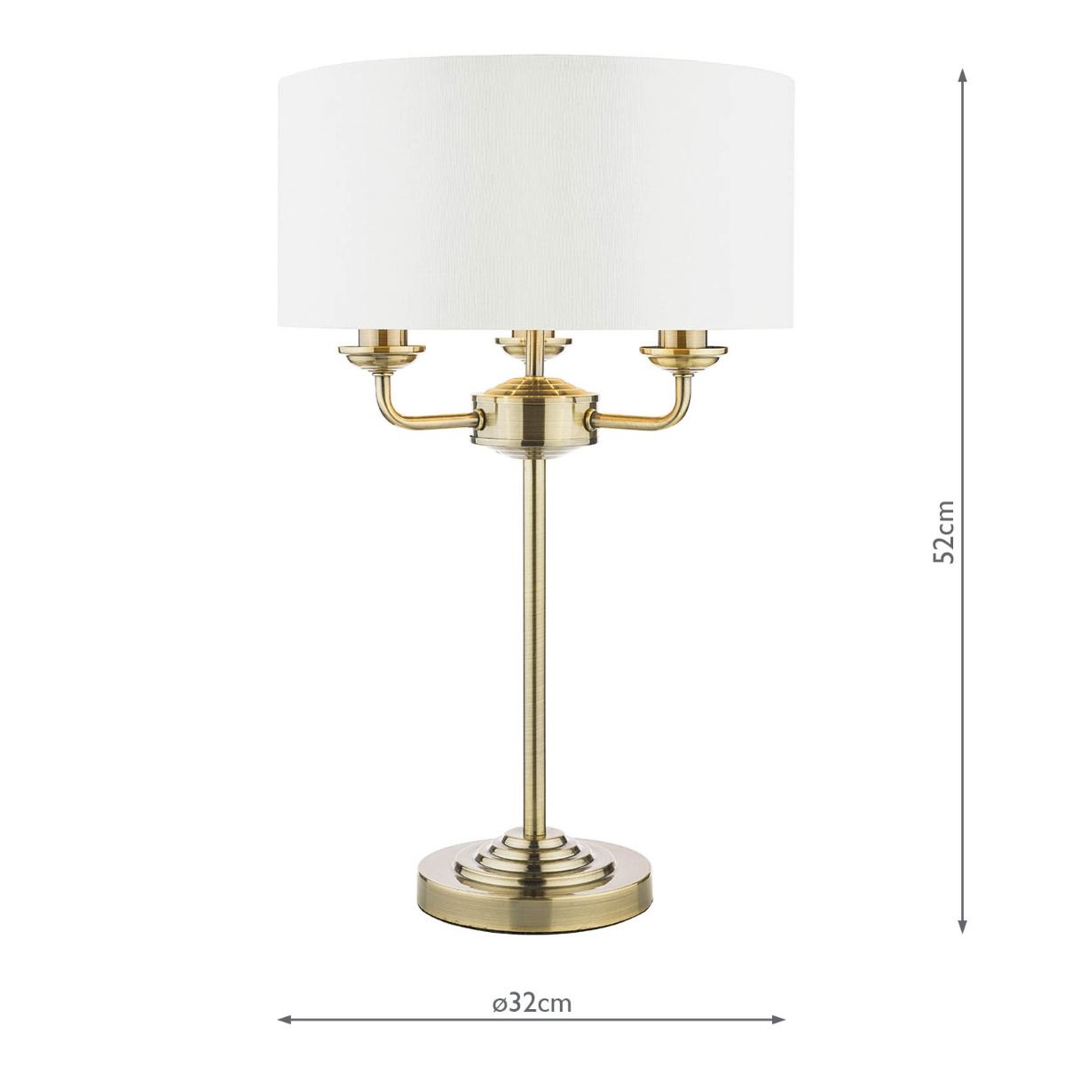 Laura Ashley Sorrento 3 Light Table Lamp Antique Brass With Ivory Shade