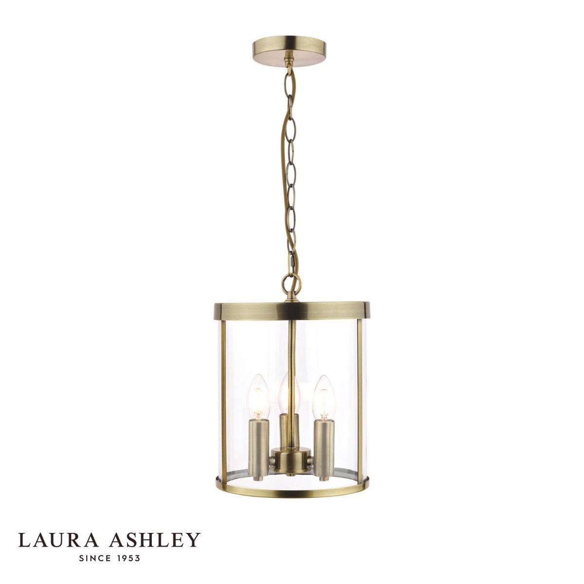 Laura Ashley Selbourne 3lt Lantern Antique Brass Glass