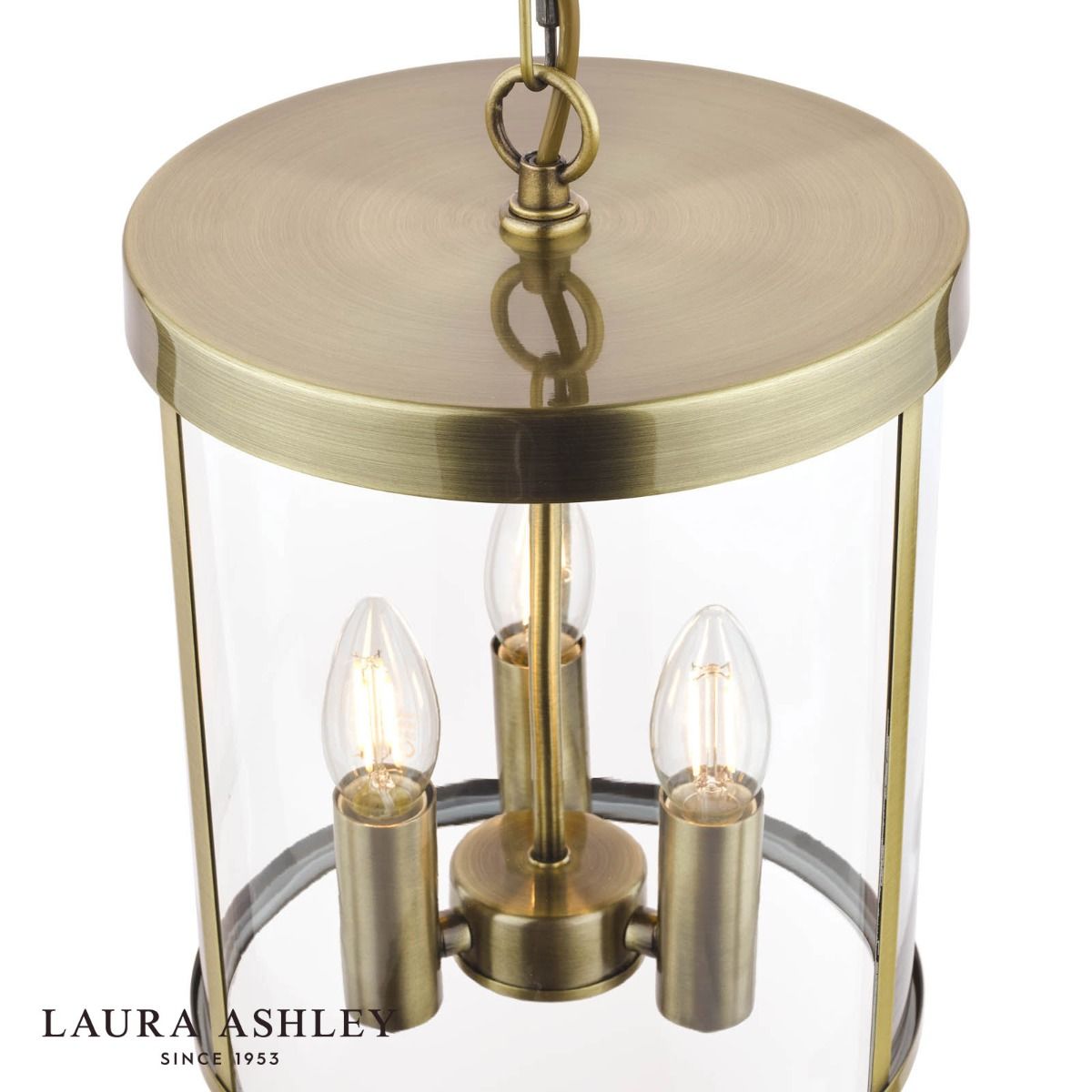 Laura Ashley Selbourne 3lt Lantern Antique Brass Glass
