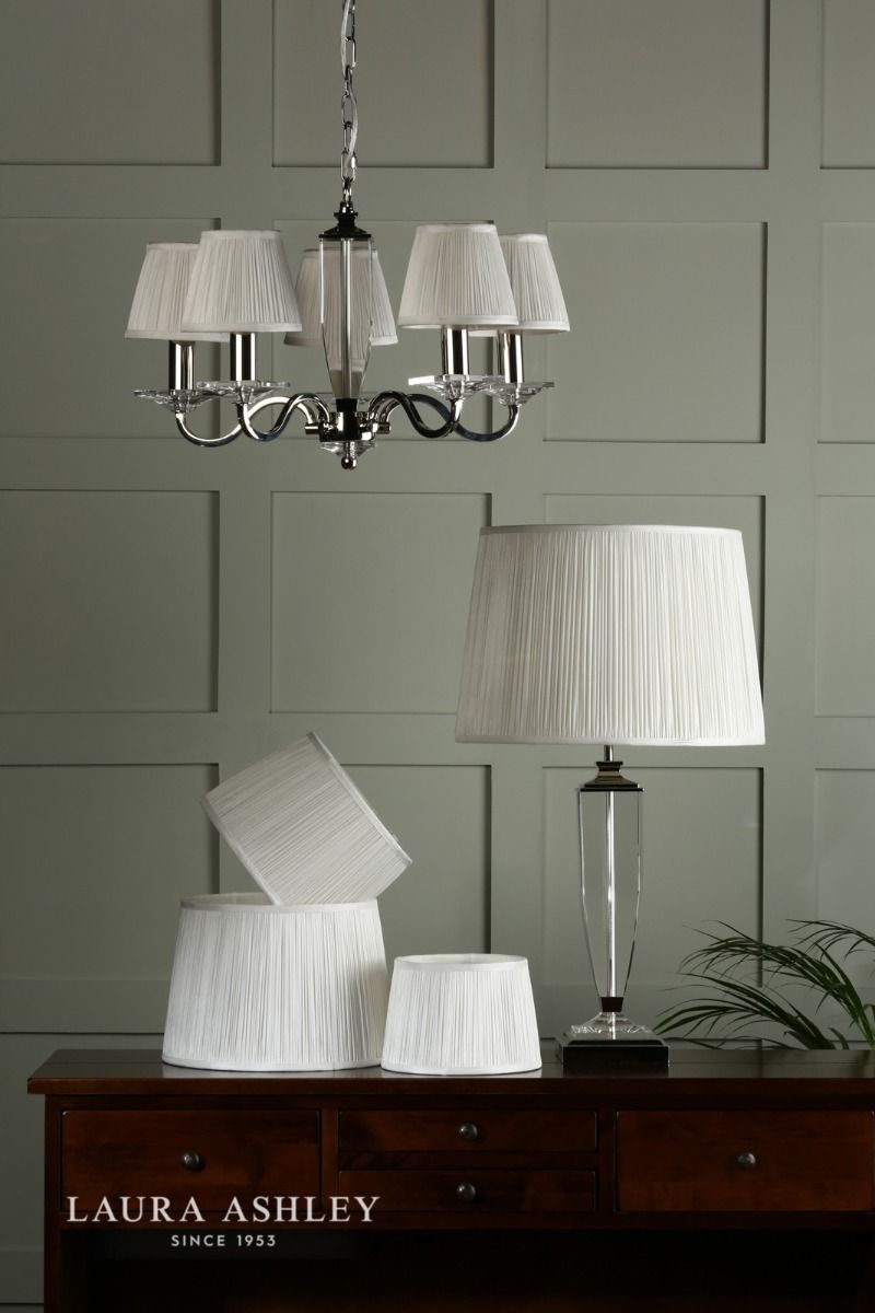 Laura Ashley Hemsley Pleated Silk Empire Drum Shade Cream 30cm/12 inch