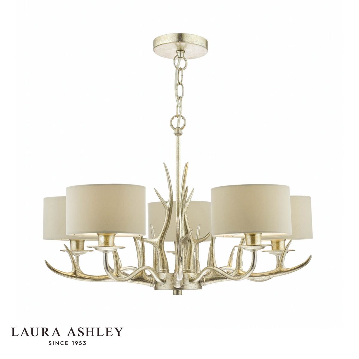 Laura Ashley Mulroy 5lt Antler Chandelier Champagne With Shades