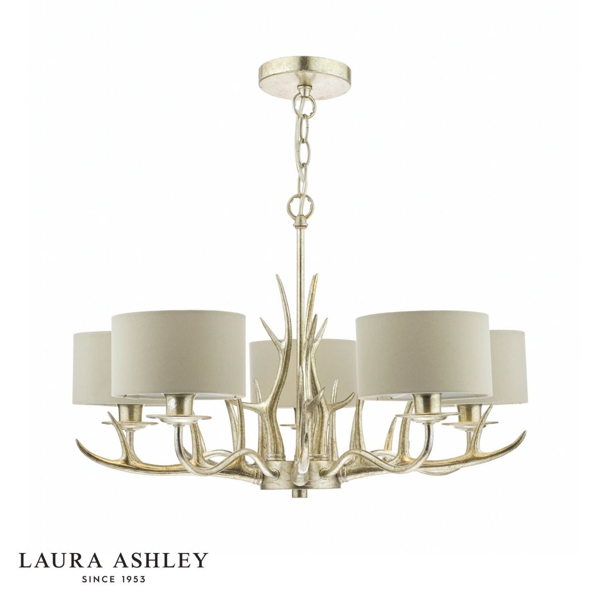 Laura Ashley Mulroy 5lt Antler Chandelier Champagne With Shades