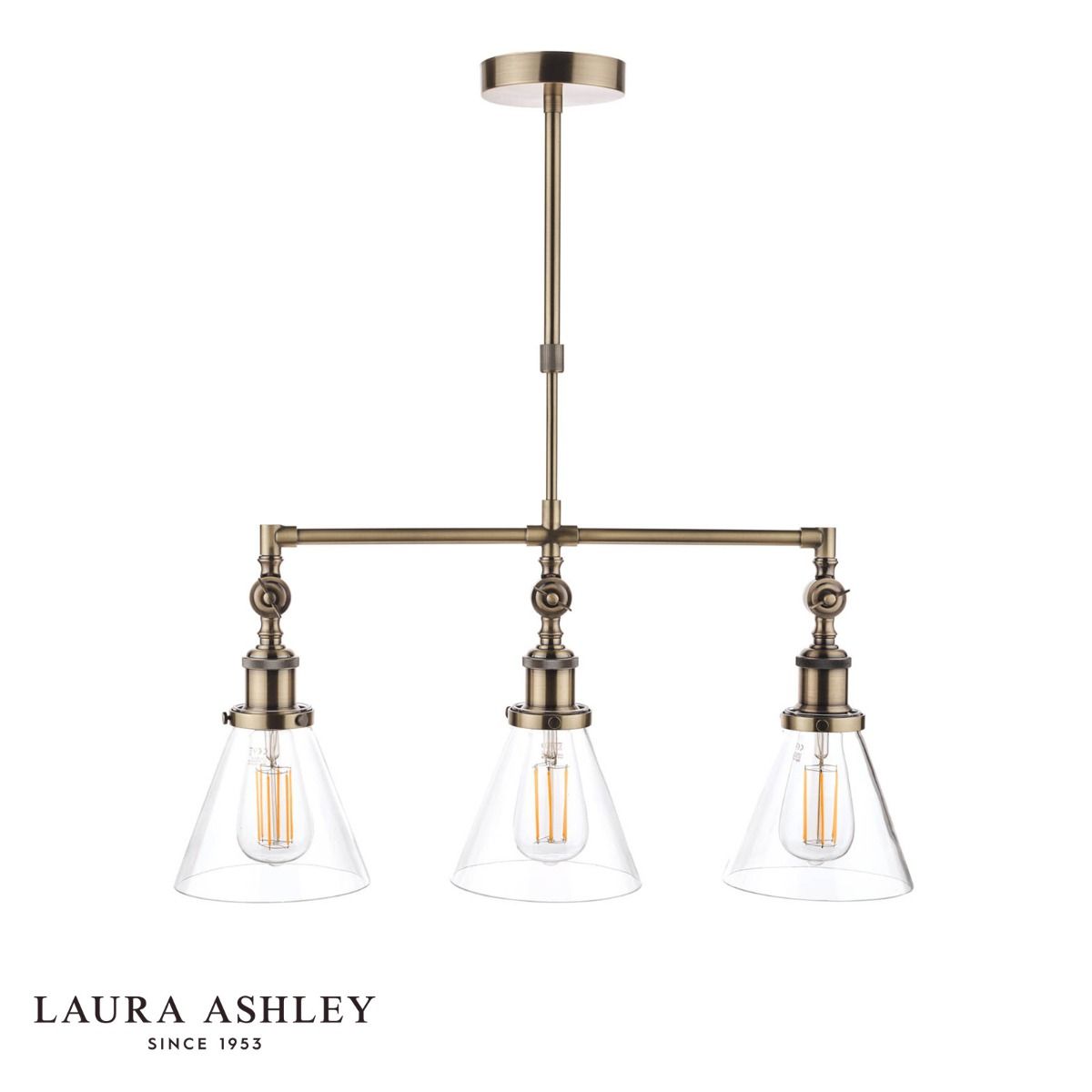 Laura Ashley Isaac 3lt Bar Pendant Antique Brass