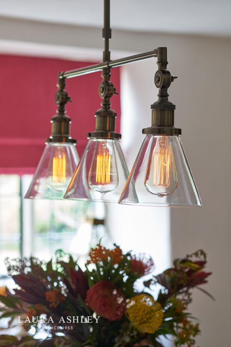 Laura Ashley Isaac 3lt Bar Pendant Antique Brass