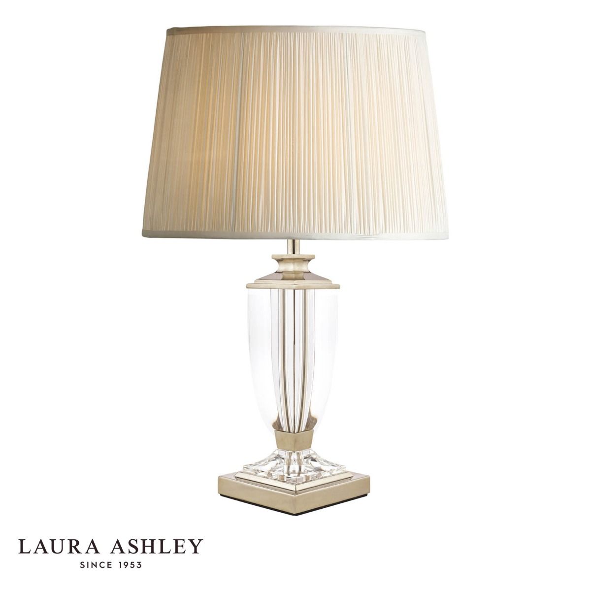 Laura Ashley Carson Small Table Lamp Polished Nickel & Crystal Base Only