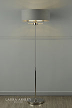 Laura Ashley Sorrento 3 Light Floor Lamp Polished Nickel With Charcoal Shade