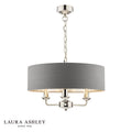 Laura Ashley Sorrento 3 Light Pendant Polished Nickel With Charcoal Shade