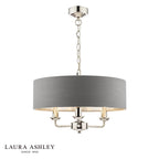 Laura Ashley Sorrento 3 Light Pendant Polished Nickel With Charcoal Shade