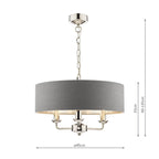 Laura Ashley Sorrento 3 Light Pendant Polished Nickel With Charcoal Shade