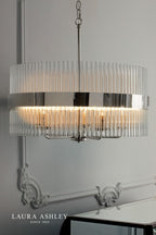 Laura Ashley Alexa 5lt Pendant Polished Nickel Glass Rods
