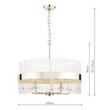 Laura Ashley Alexa 5lt Pendant Polished Nickel Glass Rods