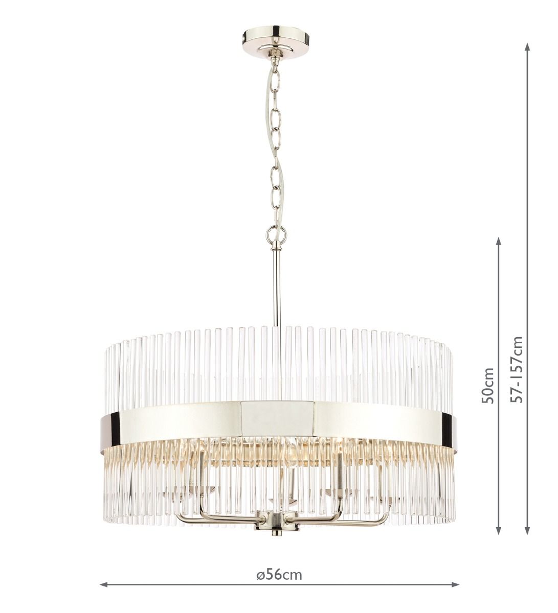 Laura Ashley Alexa 5lt Pendant Polished Nickel Glass Rods