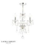 Laura Ashley Harriet 3 Light Chandelier Ribbed Glass and Polished Chrome